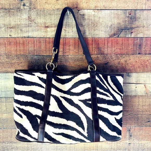 Micheal Kors Animal Print Canvas/Leather Tote Bag - Picture 2 of 11